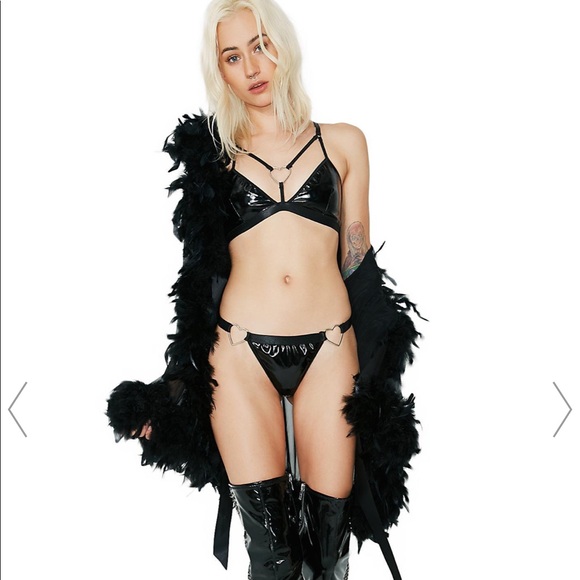 Dolls Kill Other - Sugar Thrillz Midnight Love Bite Vinyl Bra 🖤